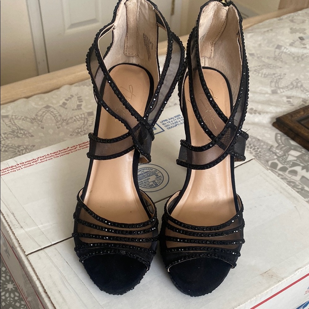 Thalia Sodi Black Strappy Heels